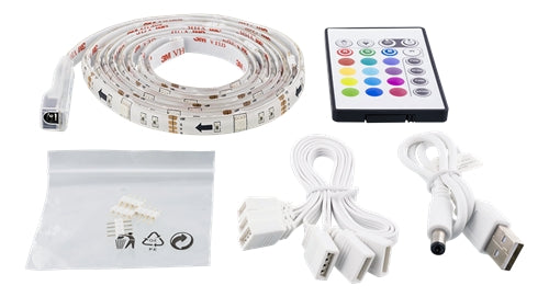 Deltaco Gaming LED strip RGB, 2x50cm, remote control, USB 5V DC, 30,000h