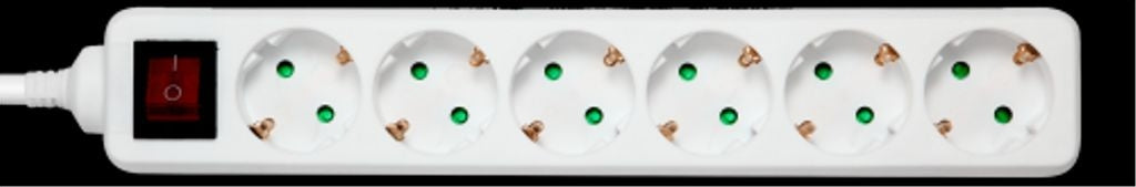 Deltaco Grounded power strip, 6xCEE 7/3, 1xCEE 7/7, 1.5m - White