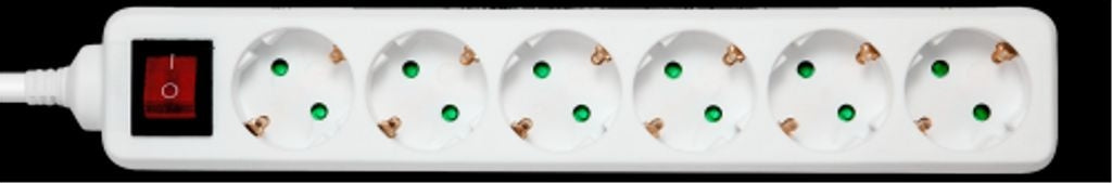 Deltaco Grounded power strip, 6xCEE 7/3 & 1xCEE 7/7, 3m - White