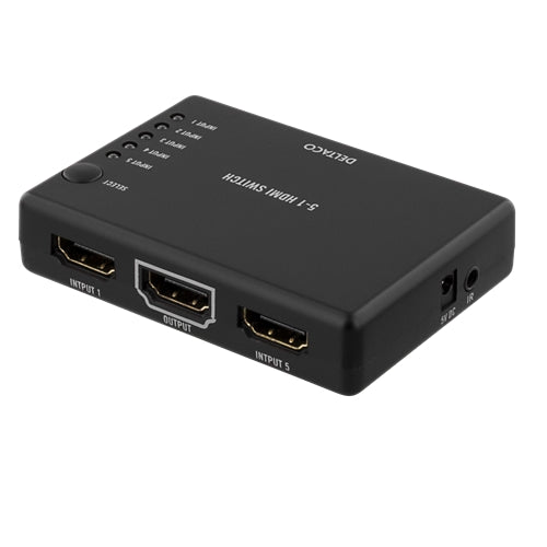 Deltaco HDMI Switch 5 in, 1 out, Supports 4K in 60Hz, 7.1 sound, Ultra HD