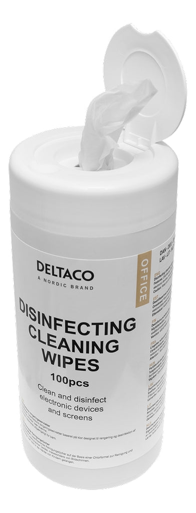 Deltaco OFFICE Antibacterial Cleaning wipes for Screen, 100 pcs