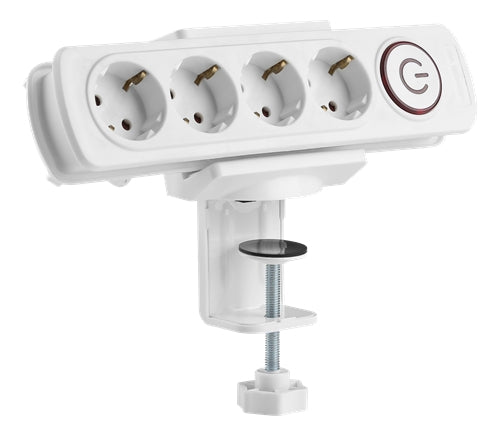 Deltaco Office Desk Clamp for Power Outlet - White