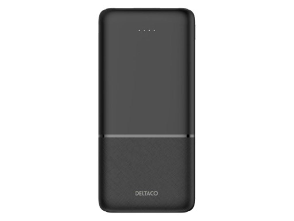 Deltaco Powerbank 10,000 mAh, 2x USB-A 18 W, 1x USB-C PD 20 W - Black