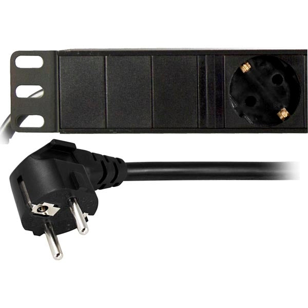 Deltaco Power socket, 6xCEE 7/3, 1xCEE 7/7, 2m cable - Black