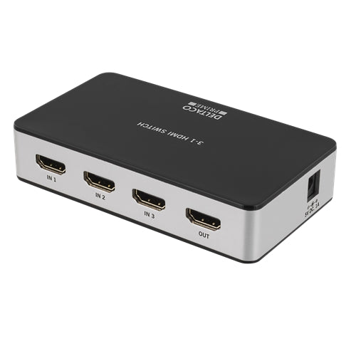 Deltaco Prime Premium HDMI Switch, 3 in, IR remote control, Ultra HD 60Hz