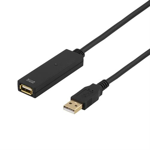 Deltaco Prime active USB 2.0 Extension cable, ha - ho 15m - Black