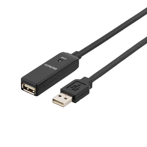Deltaco Prime active USB 2.0 Extension cable, ha - ho 5m - Black