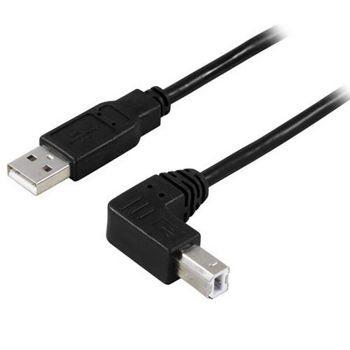 Deltaco USB 2.0 Cable Type A - Angled Type B, 1m - Black