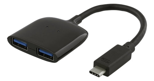 Deltaco USB-C Mini Hub 2xUSB-A ports, 5Gbps - Black