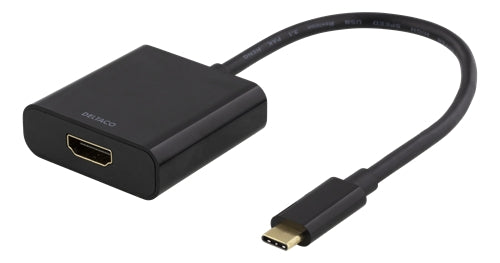 Deltaco USB-C to HDMI Adapter, 4096x2160 - Black