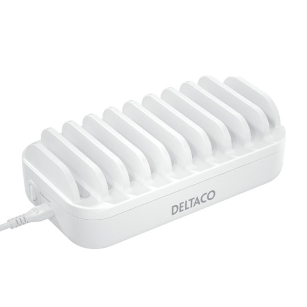 Deltaco USB charging station, 20 W, total max 120 W - White