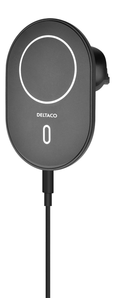 Deltaco Wireless Car Charger with Magnetic Snap 15W - Black