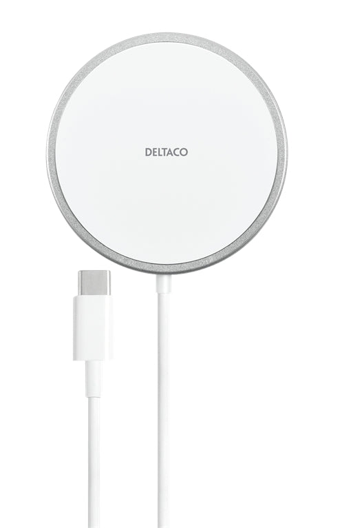 Deltaco Wireless Charger with MagSafe for iPhone, 15W - White