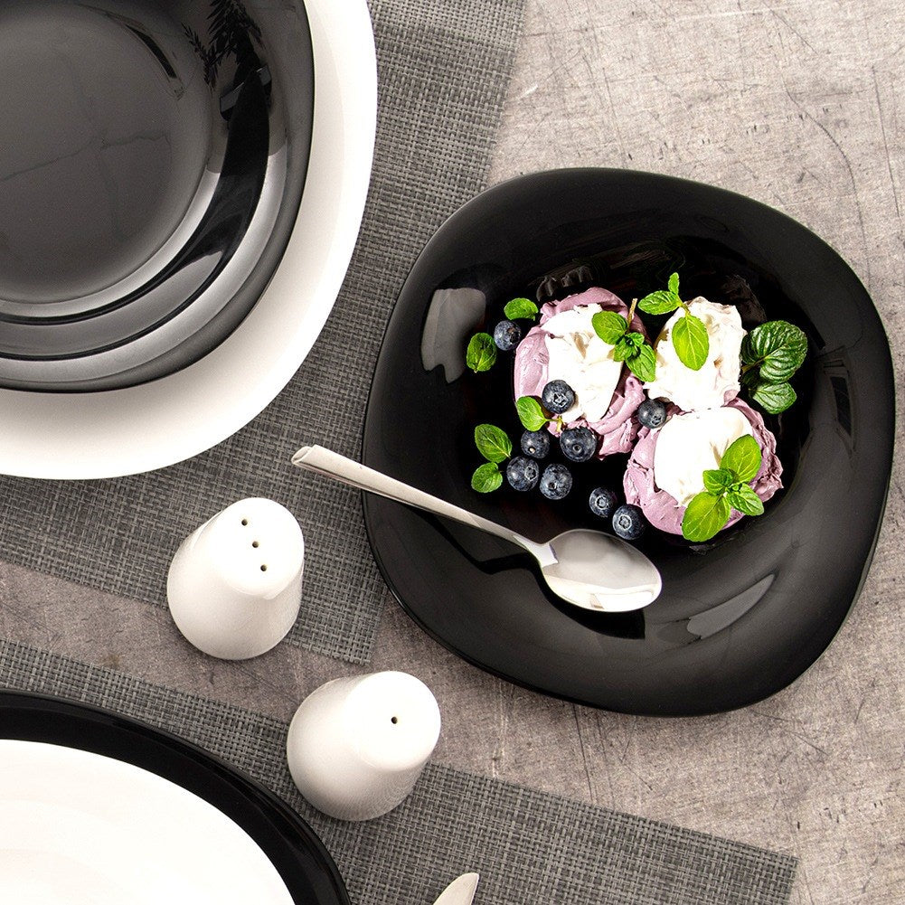 Dessert plate glass black LUNA 20.5x20.5x1.8 cm