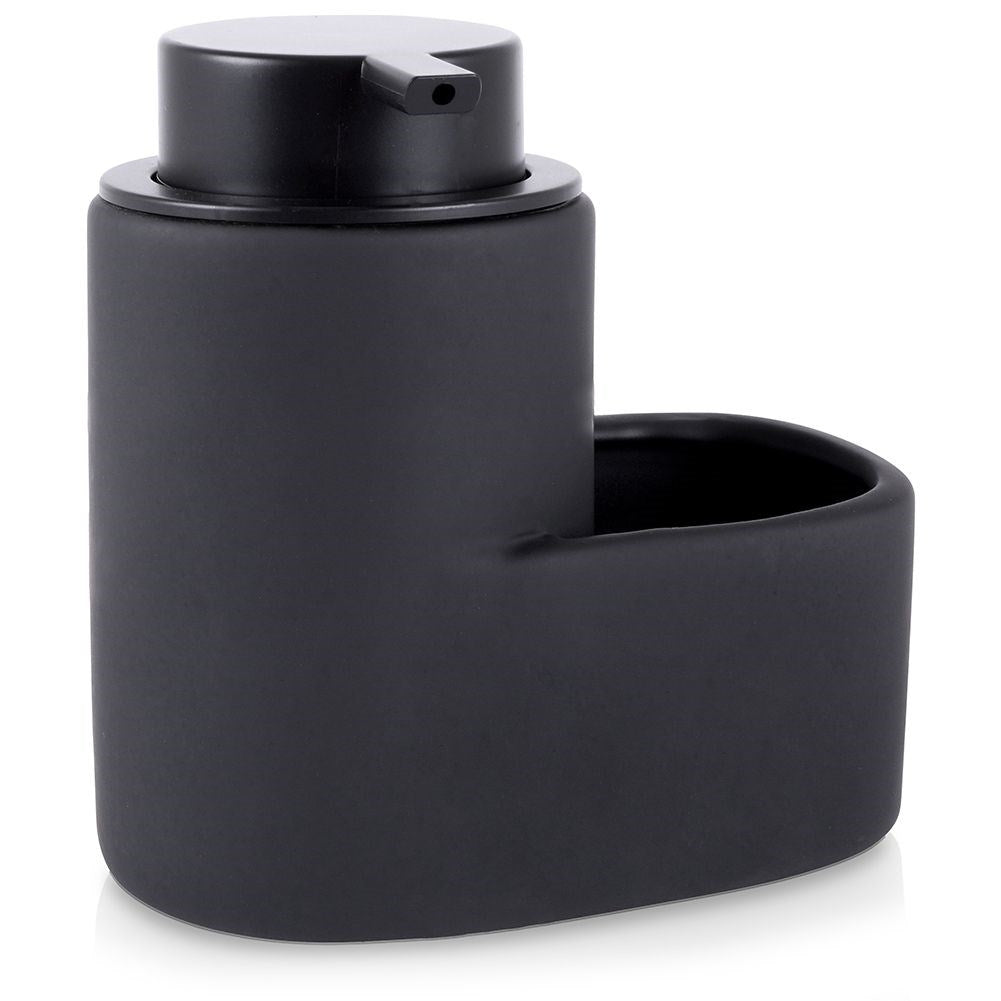 Detergent dispenser with sponge storage in matt black ceramic
