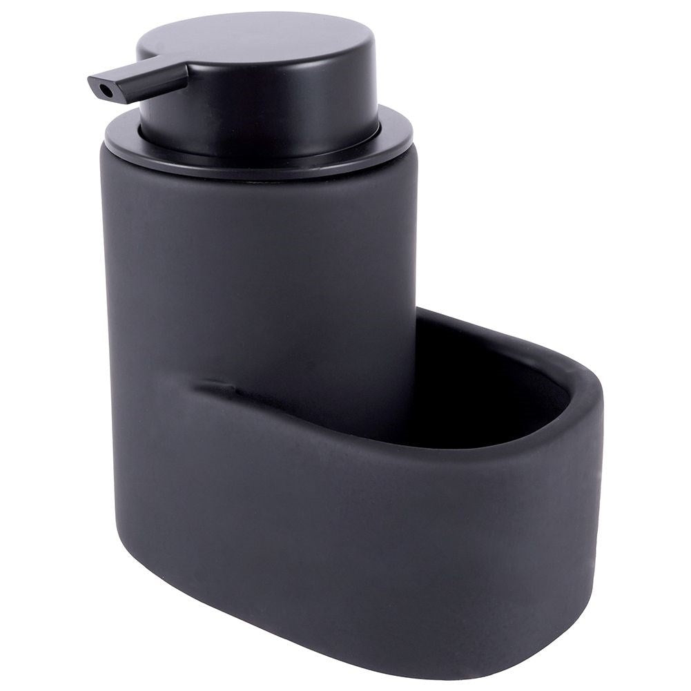 Detergent dispenser with sponge storage in matt black ceramic