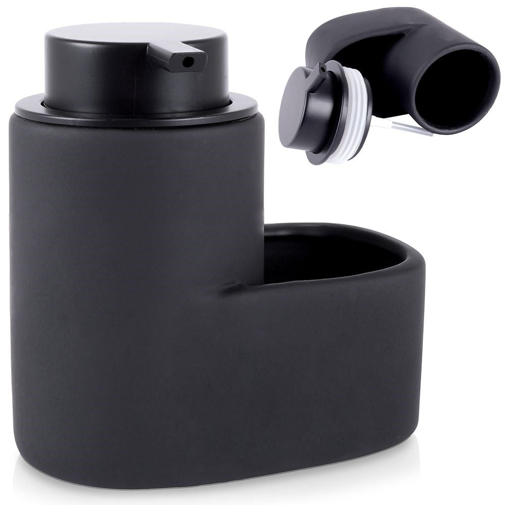 Detergent dispenser with sponge storage in matt black ceramic