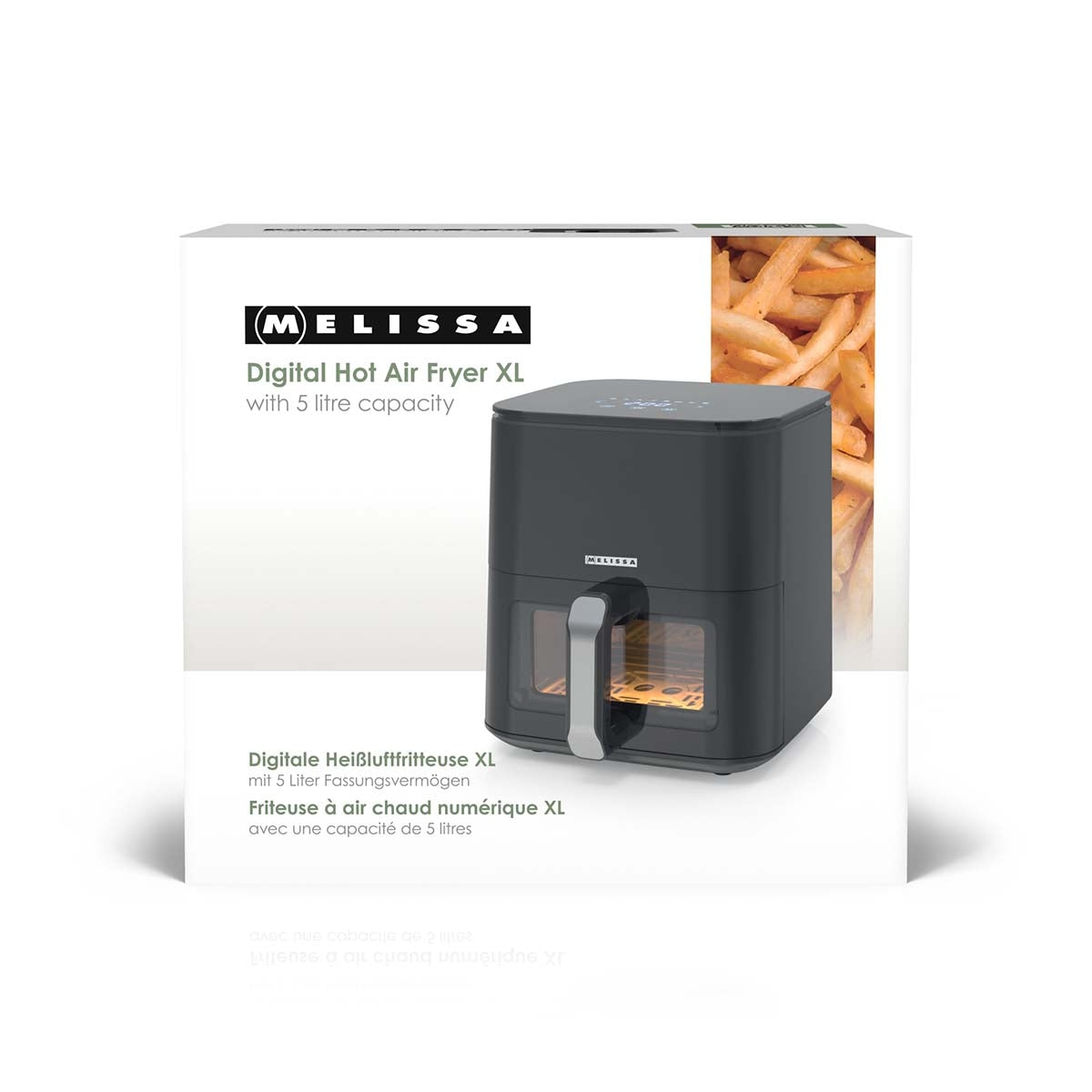 Digital Air Fryer XL, 5L, 60-Min Timer, 8 Presets, Black