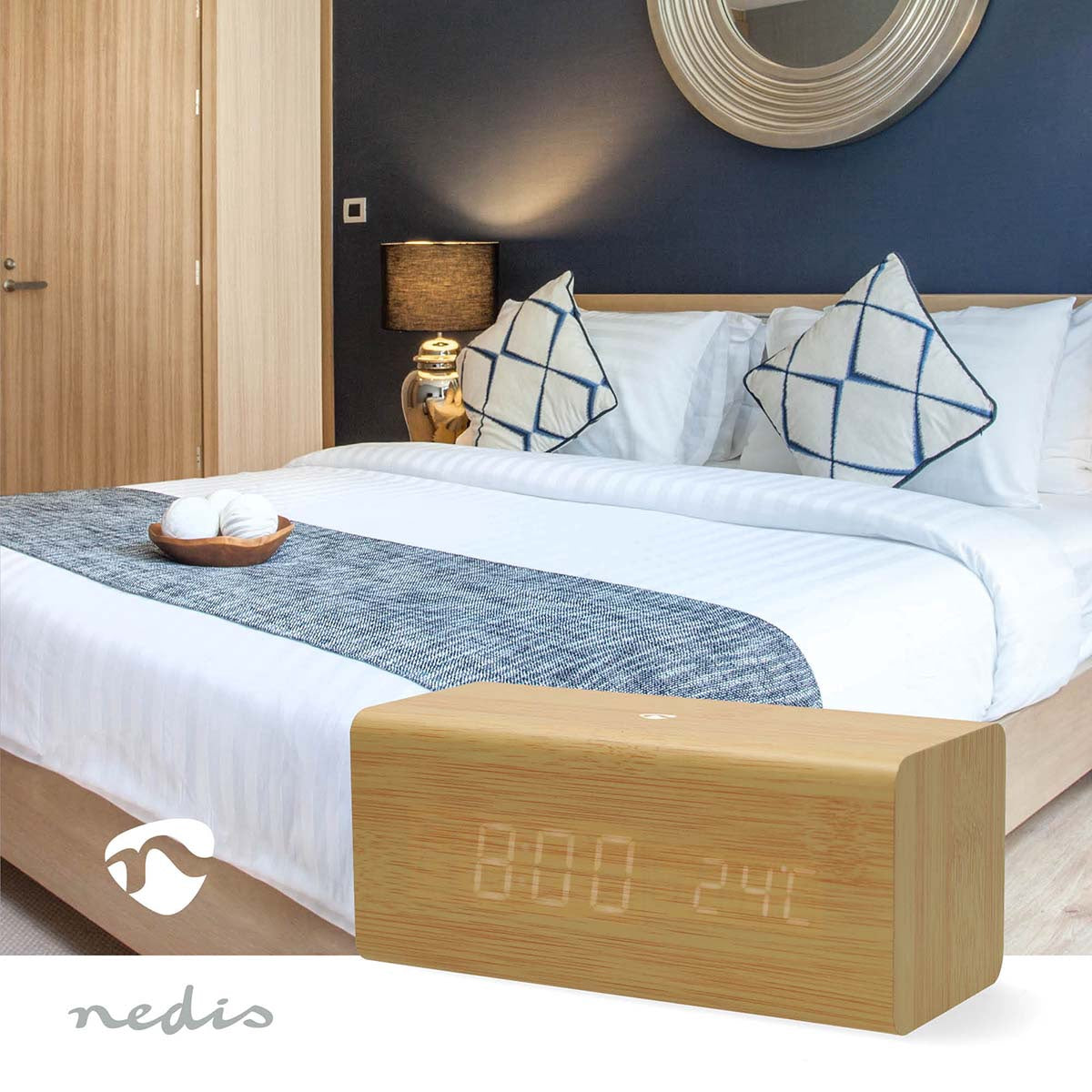 Digital Alarm Clock Radio with LED Display and USB-C