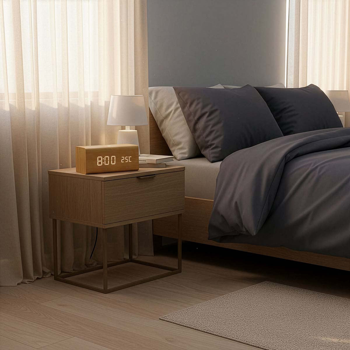 Digital Alarm Clock Radio with LED Display and USB-C