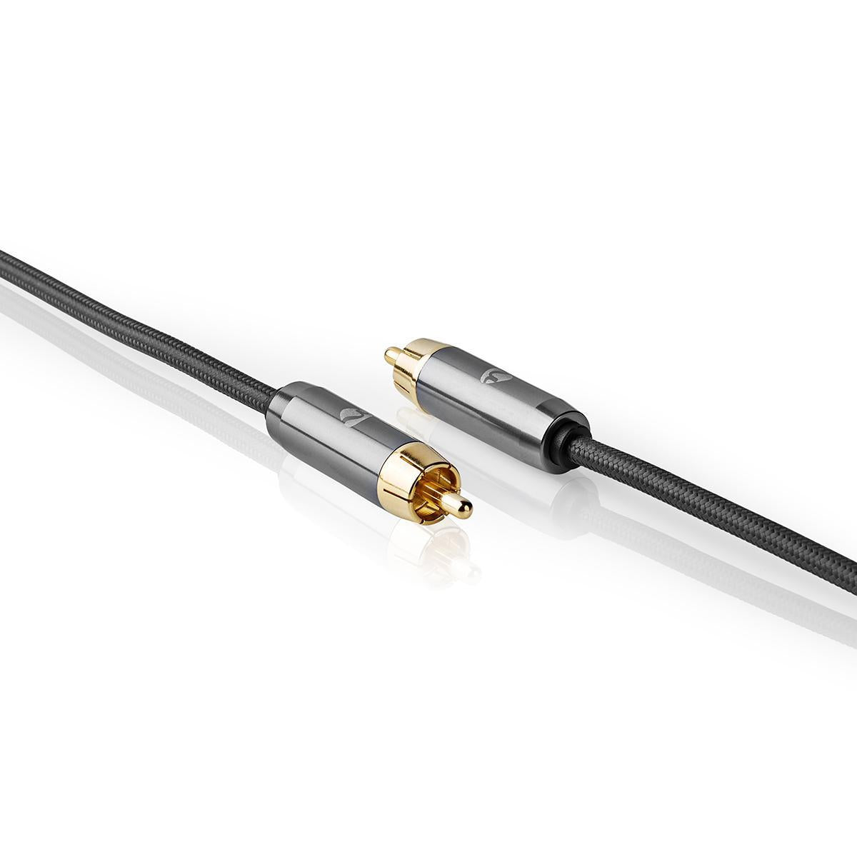 Digital Audio Cable | RCA Male | RCA Male | Gold Plated | 1.00 m | Round | Cotton | Gray With Metal | Carton with covered window