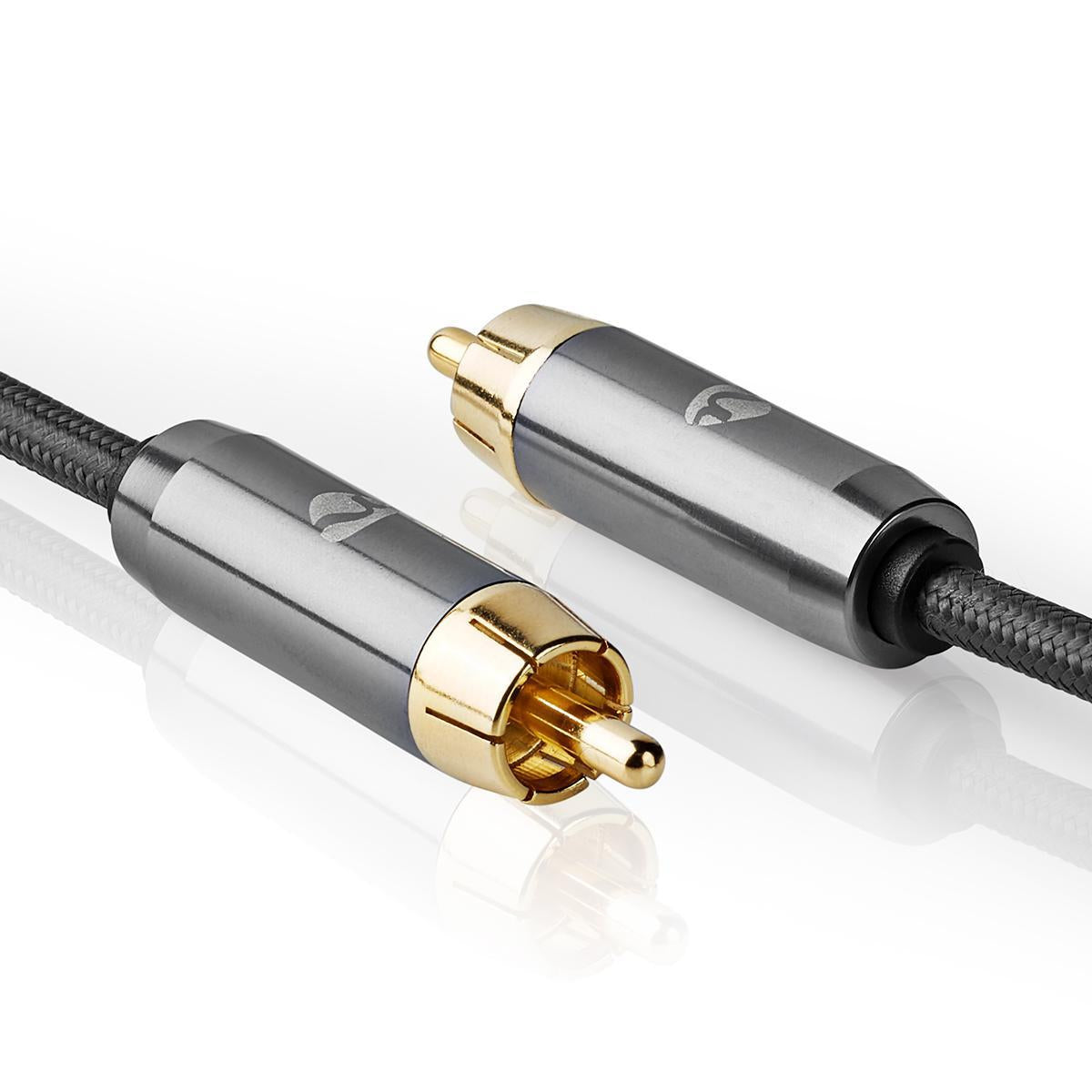 Digital Audio Cable | RCA Male | RCA Male | Gold Plated | 1.00 m | Round | Cotton | Gray With Metal | Carton with covered window