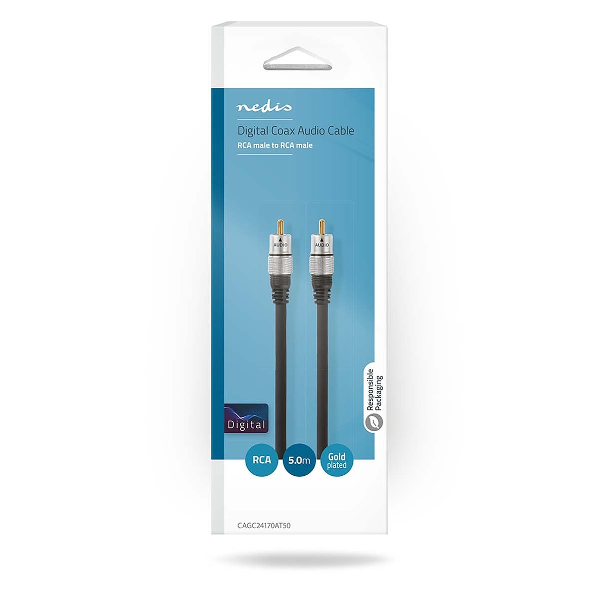Digital Audio Cable | RCA Male | RCA Male | Gold Plated | 5.00 m | Round | PVC | Anthracite | Box