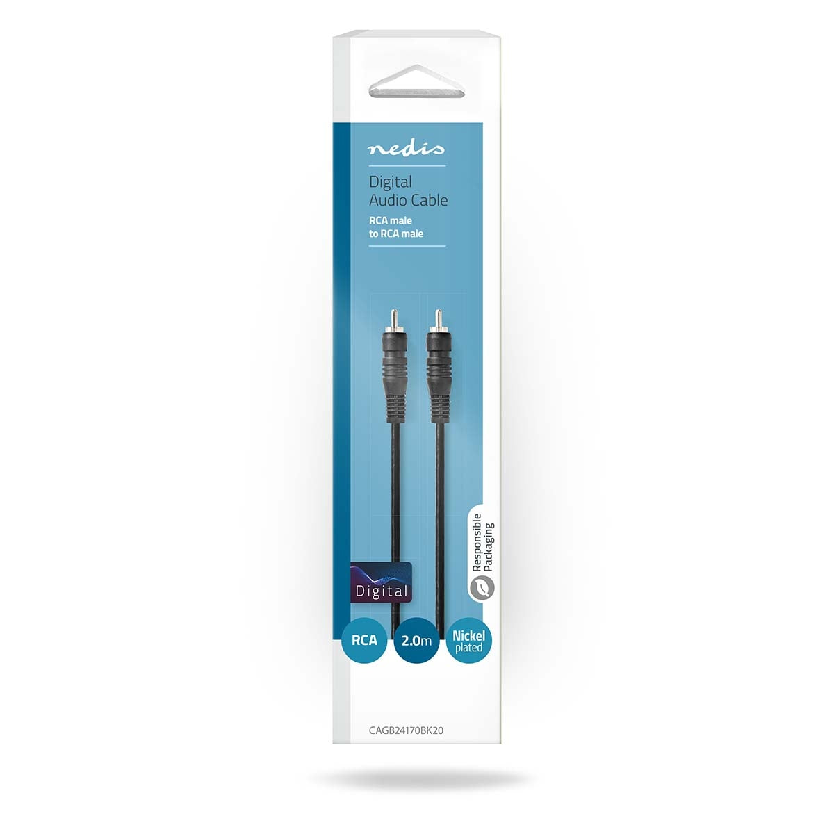 Digital Audio Cable | RCA Male | RCA Male | Nickel Plated | 2.00 m | Round | PVC | Black | Box
