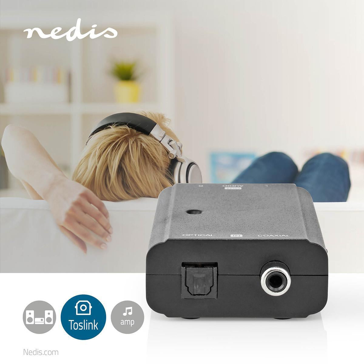 Digital Audio Converter | Two-way | Connection input: 1x S/PDIF (RCA) Female / 1x TosLink Female | Connection output: 2x RCA Female | ARC | Instruction book | Black
