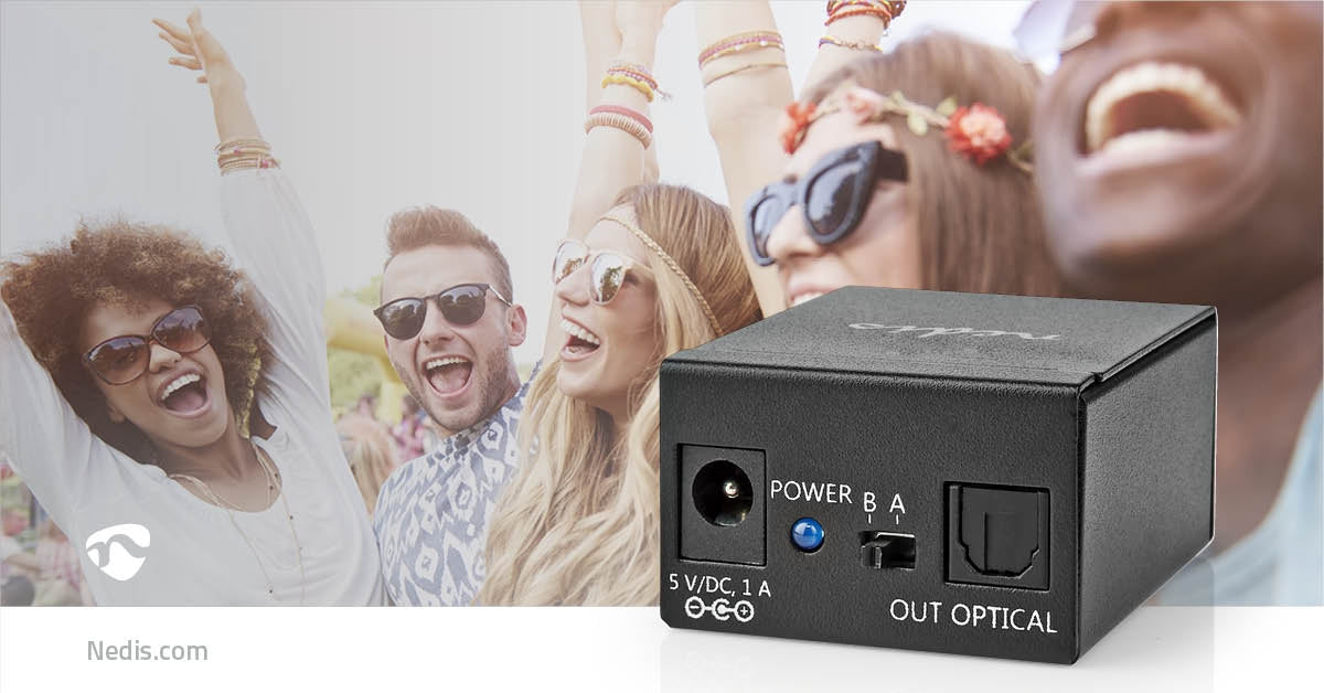 Digital Audio Switch | Two-way | Connection input: DC Current / 2x TosLink | Connection output: TosLink Female | Instruction book / Switch | Metal | Black