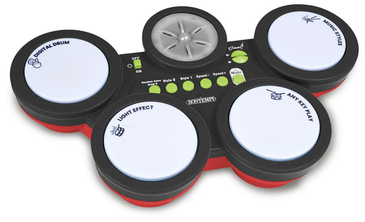 Digital Drum Set with 4 Pads, 12 Sounds, LED Lights