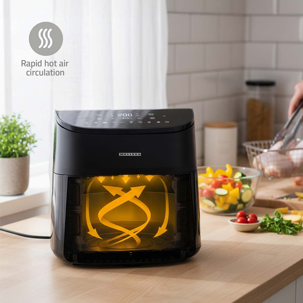 Digital Hot Air Fryer XXL, 7.6L, 60-Min Timer, 8 Presets
