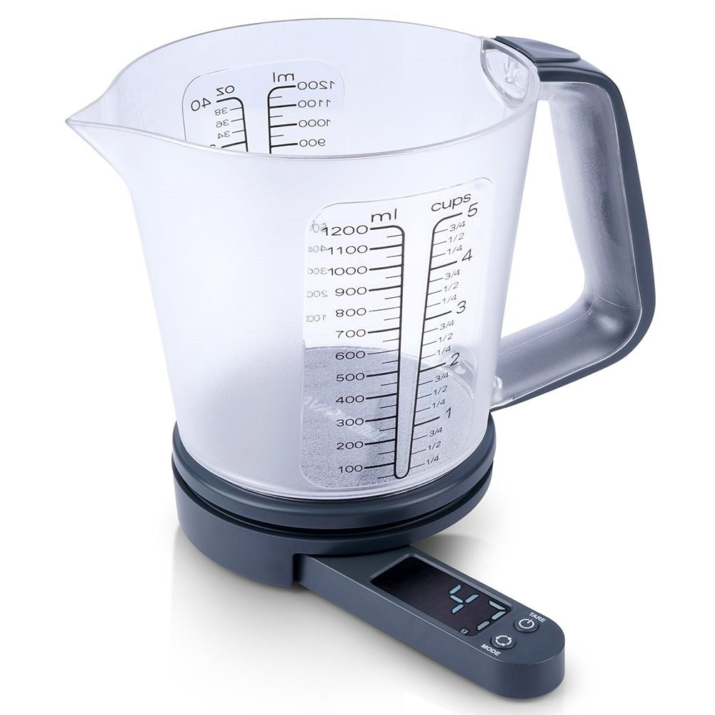 Digital kitchen scale with measuring jug and LED display, max 5 kg