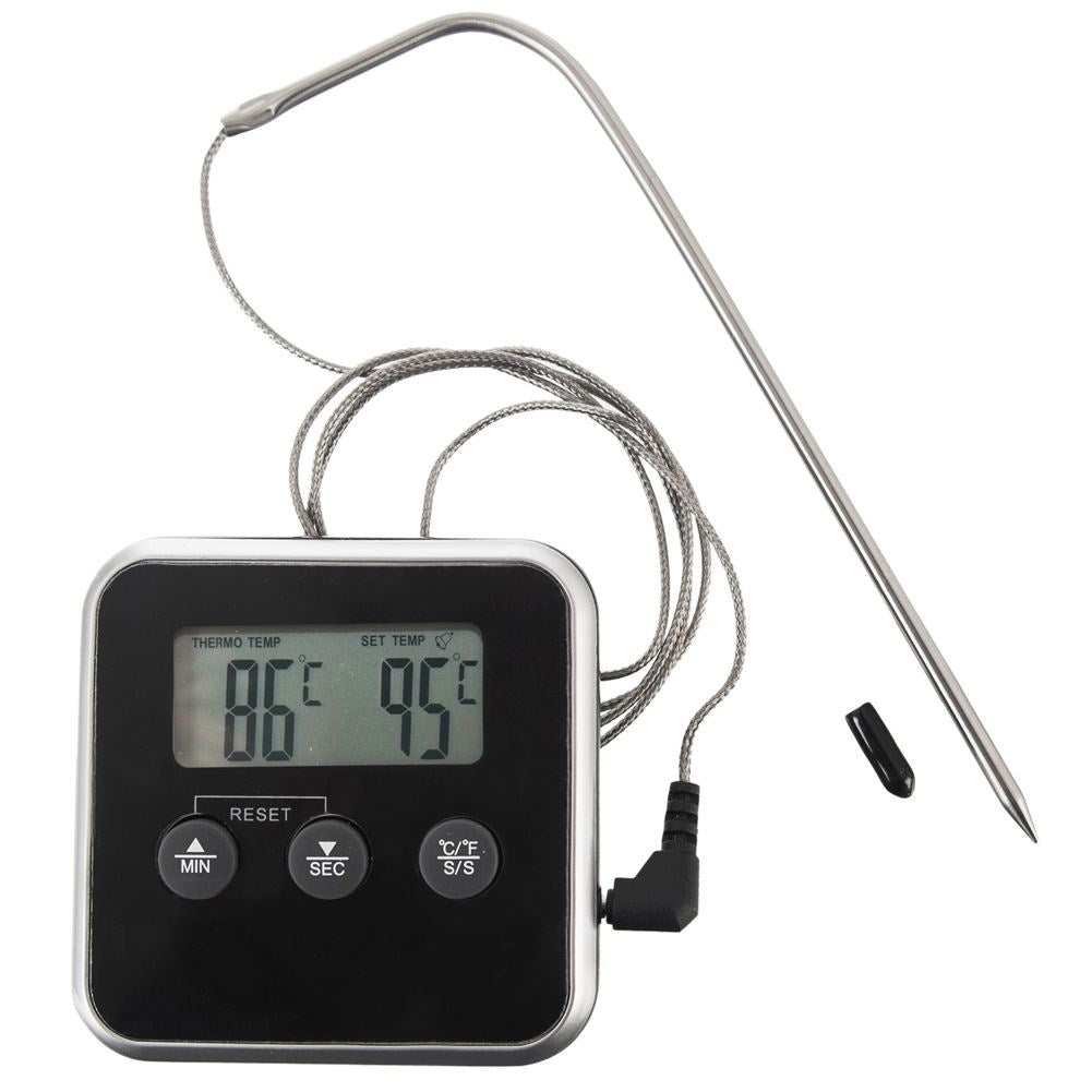 Digital kitchen thermometer with probe, display and timer