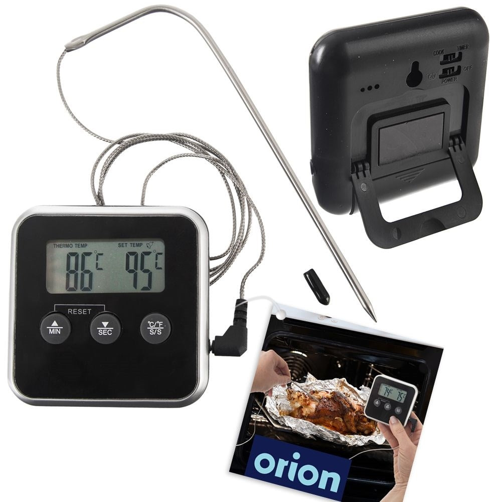 Digital kitchen thermometer with probe, display and timer