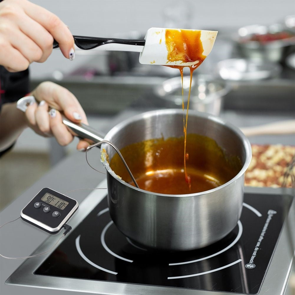 Digital kitchen thermometer with probe, display and timer
