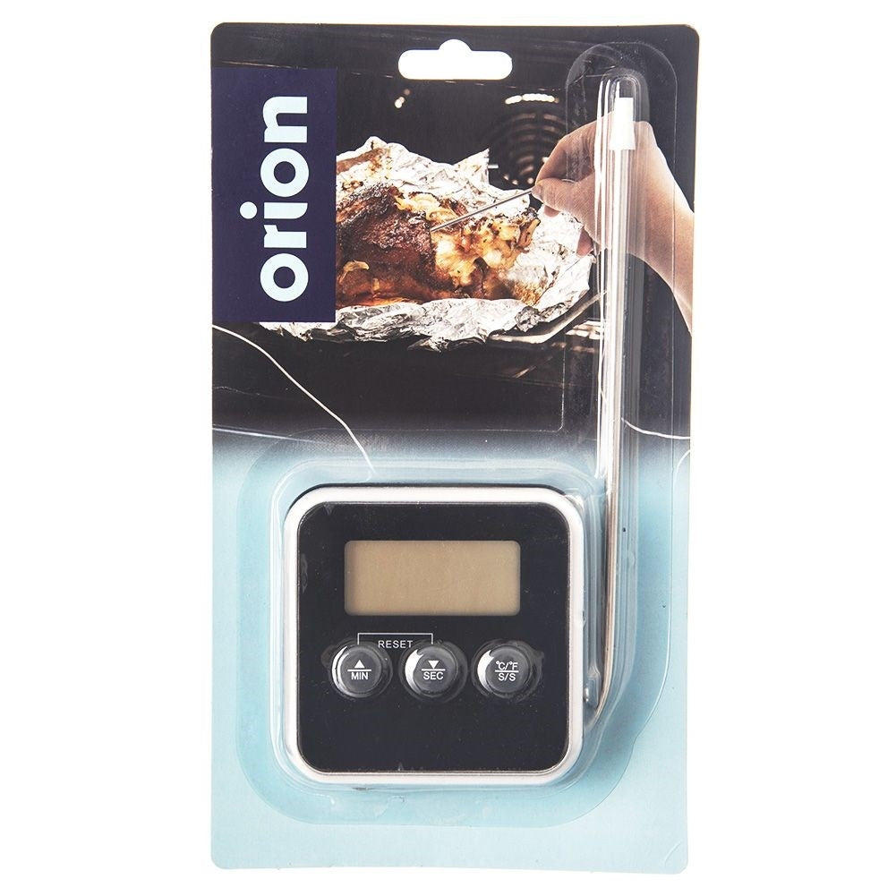 Digital kitchen thermometer with probe, display and timer
