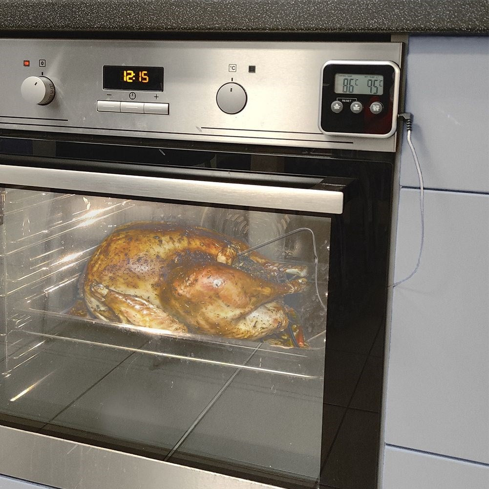 Digital kitchen thermometer with probe, display and timer