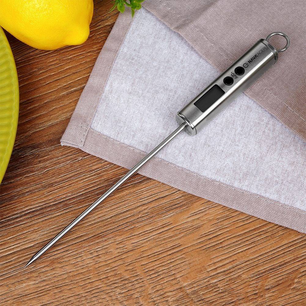 Digital kitchen thermometer with tip and LCD display