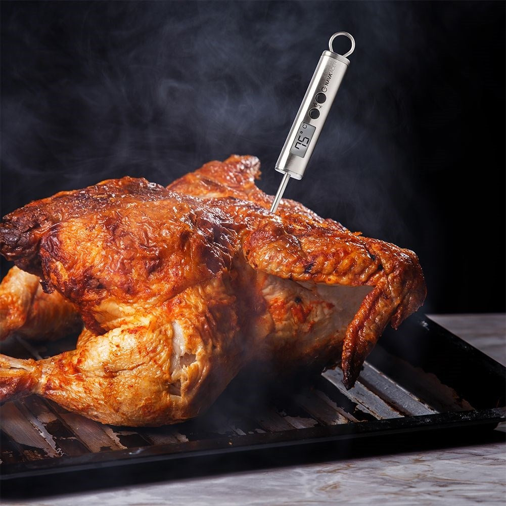 Digital kitchen thermometer with tip and LCD display