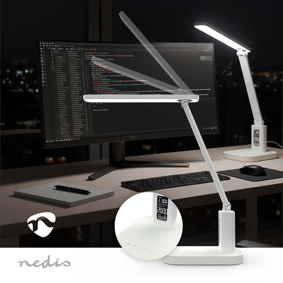 Dimmable LED Desk Lamp with Mirror, 3 Modes, Rechargeable