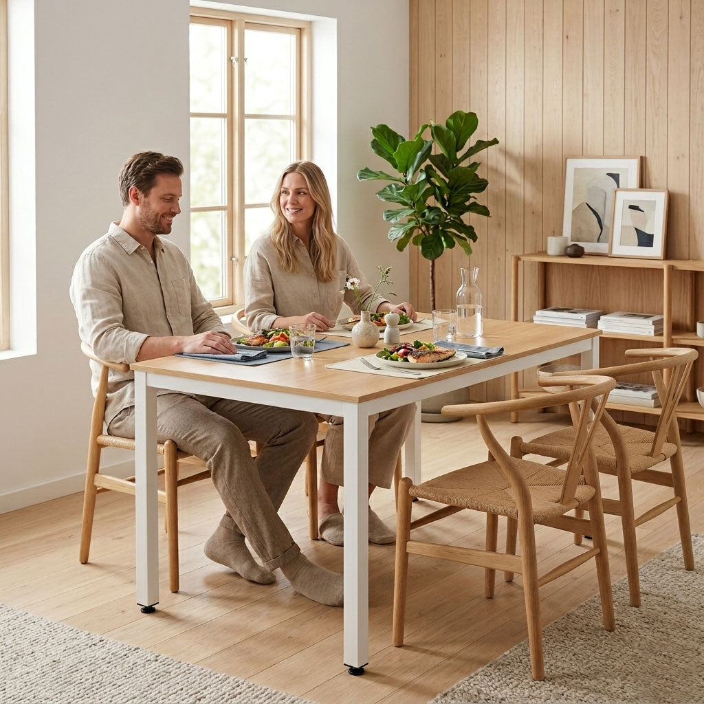 Dining Table Desk, 120x60 cm, MDF, Light Oak Finish