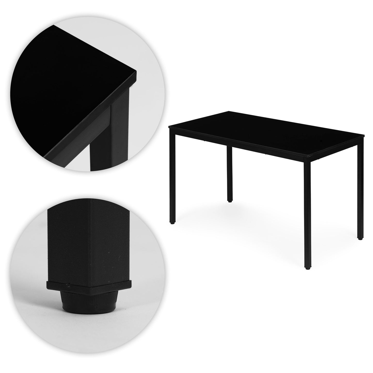 Dining Table/Desk, 120x60 cm, MDF & Metal, Black