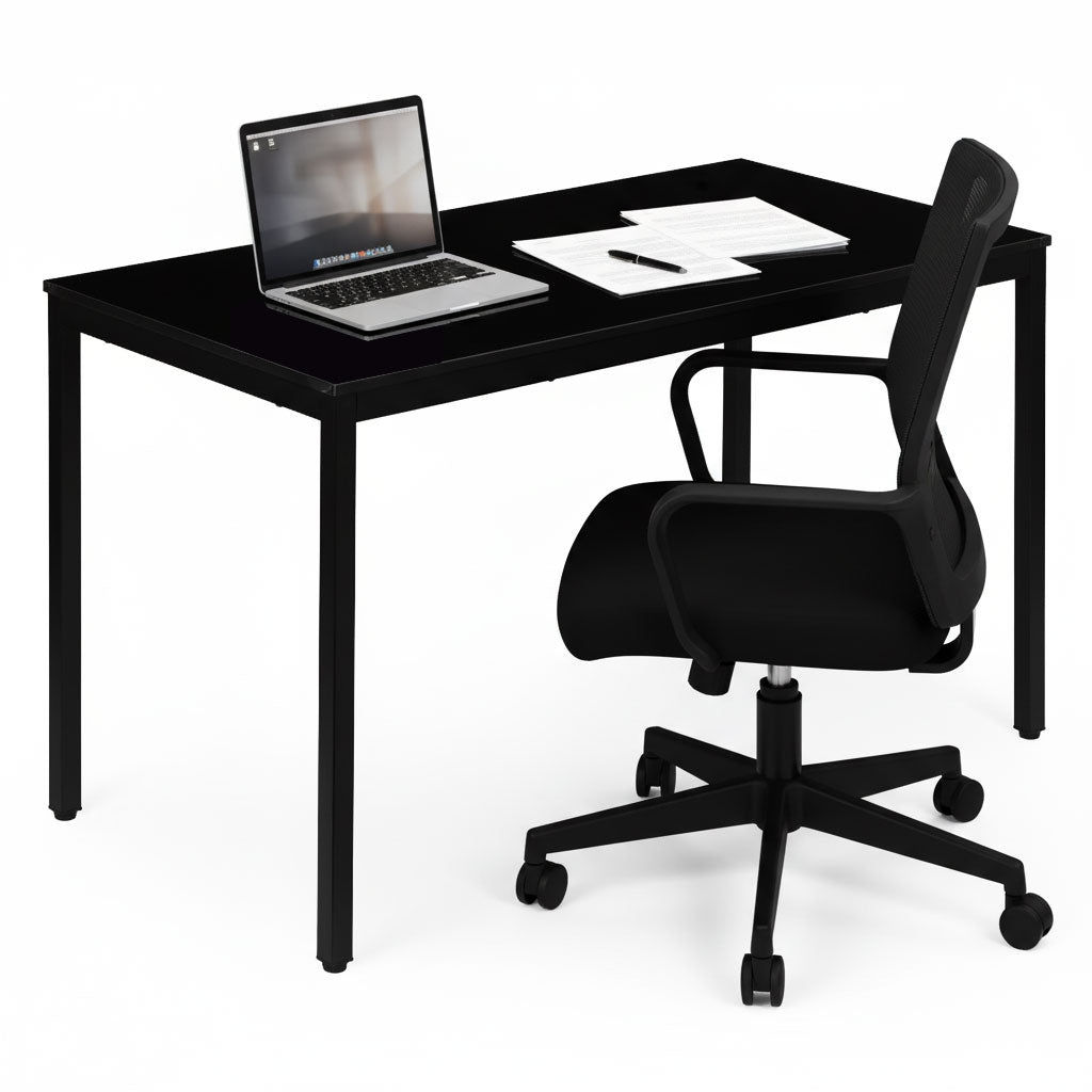 Dining Table/Desk, 120x60 cm, MDF & Metal, Black