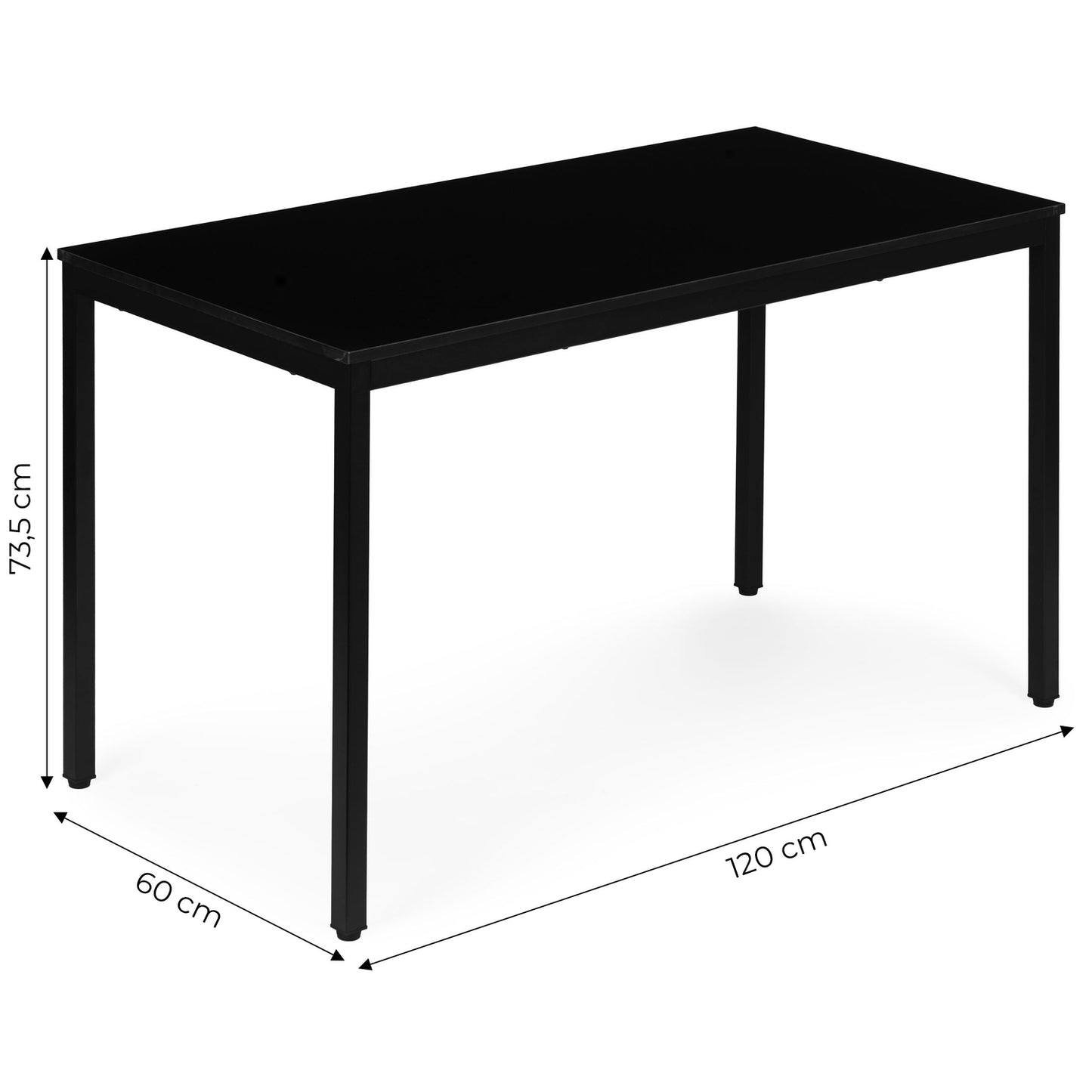 Dining Table/Desk, 120x60 cm, MDF & Metal, Black