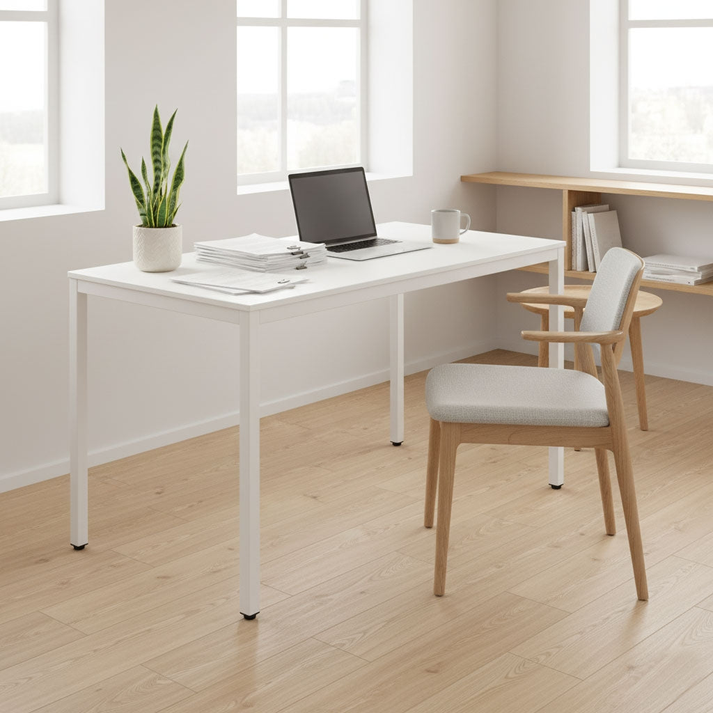 Dining Table/Desk, 120x60 cm, Seats 4-5, White MDF
