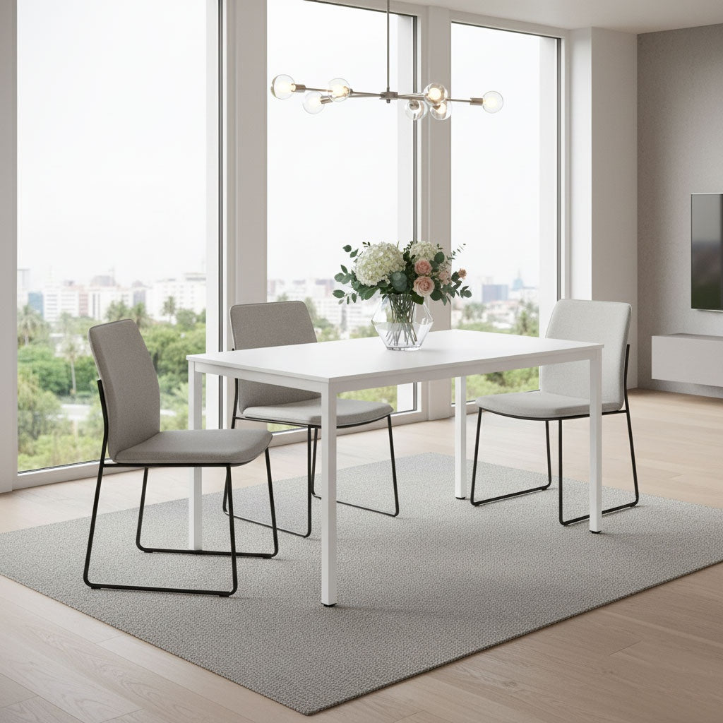 Dining Table/Desk, 120x60 cm, Seats 4-5, White MDF