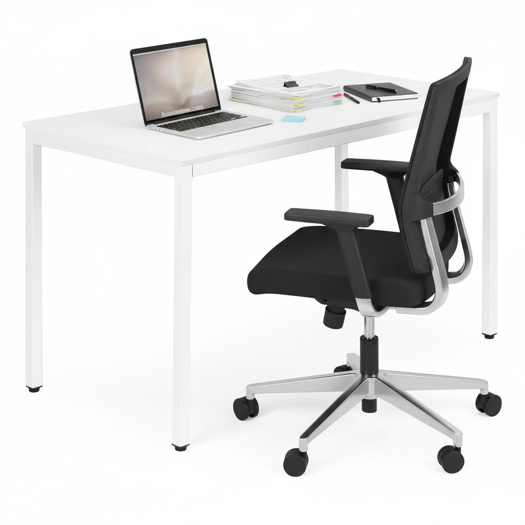Dining Table/Desk, 120x60 cm, Seats 4-5, White MDF
