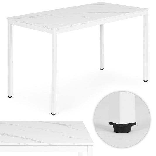 Dining Table/Desk, 120x60 cm, White Marble, Seats 4-5