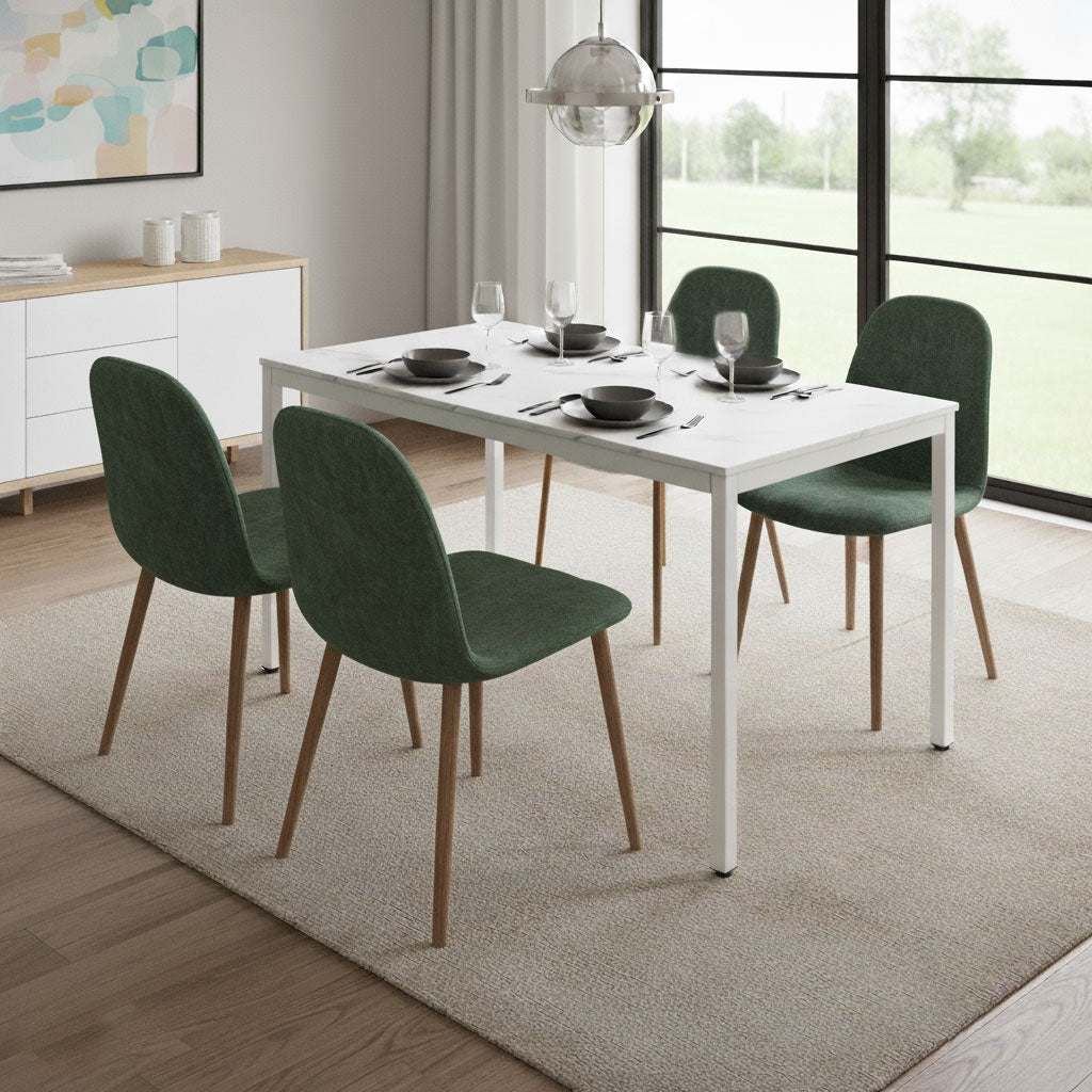 Dining Table/Desk, 120x60 cm, White Marble, Seats 4-5